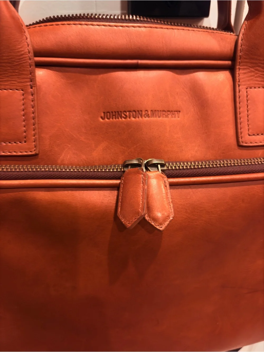 Johnston & Murphy Rhodes Tan Briefcase